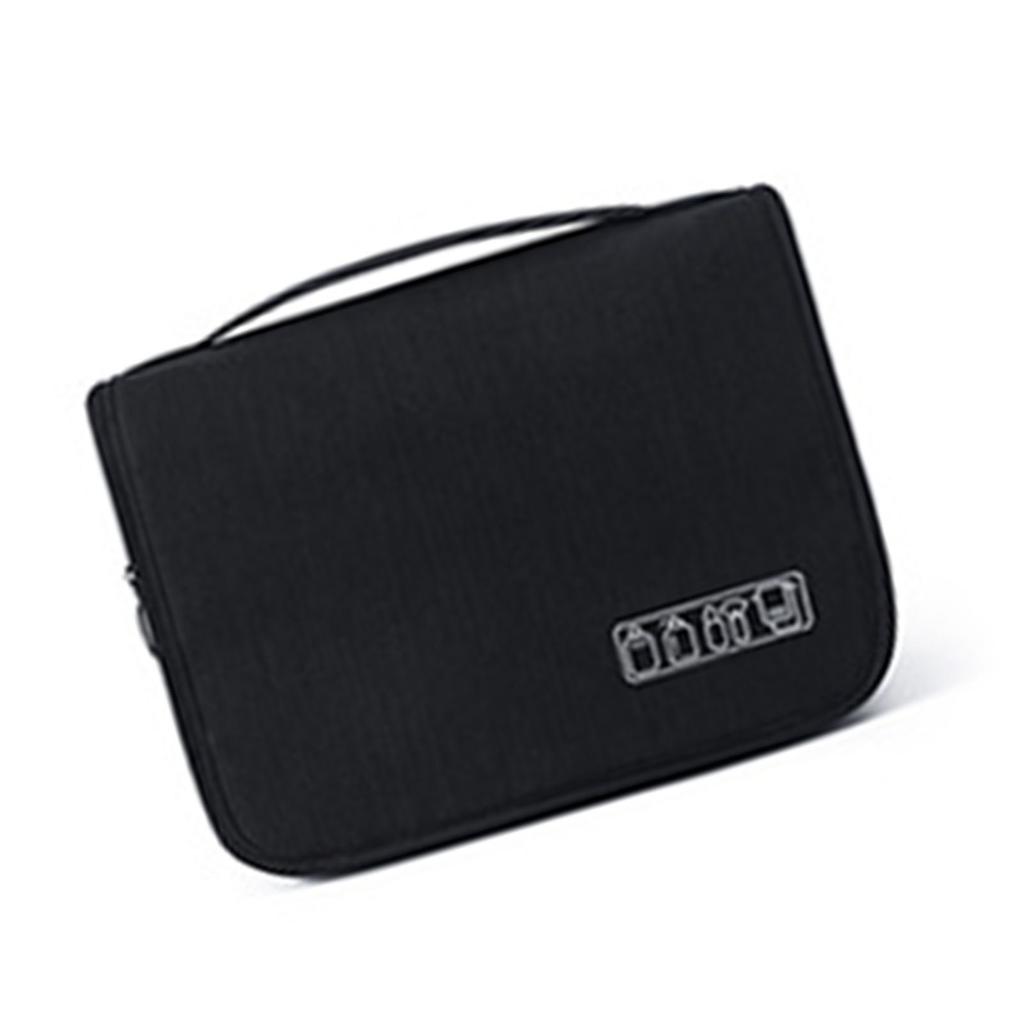 Black Travel Storage Bag with Hook Wet Dry Separation Large Capacity Hanging Toiletries Storage Bag