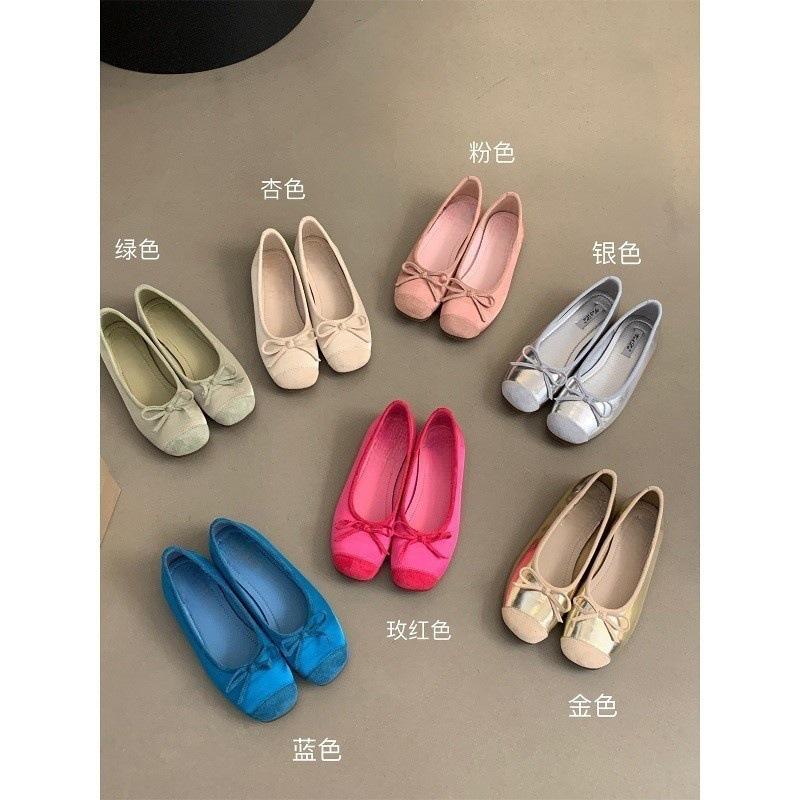 Round head shallow mouth single shoes female spring and autumn new soft leather ballet fairy wind temperature soft flat bean ladyshoes