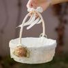 Flower Girl Basket Romantic Foldable Handle Organizer Small Basket with Handle for Wedding Bathroom Organizing Outdoor Easter