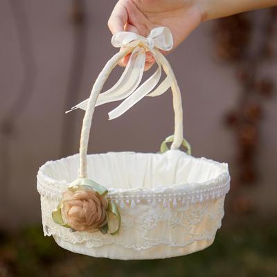 Flower Girl Basket Romantic Foldable Handle Organizer Small Basket with Handle for Wedding Bathroom Organizing Outdoor Easter