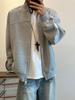 Herren Winter Hellgrau Schwerer Strick-Kapuzenpullover - Mit Samtfutter, Uni-Farbe, Amerikanischer Stil Stehkragenjacke