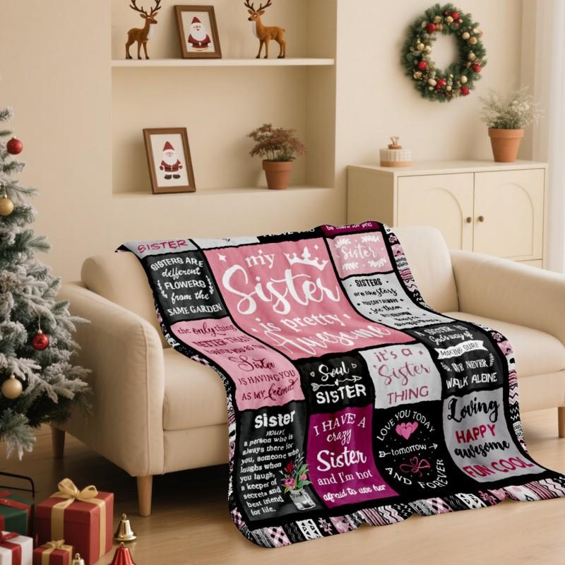 Soft Fleece Blanket With Customizable Gift Text Print Sofa Nap Or Air Conditioning Use
