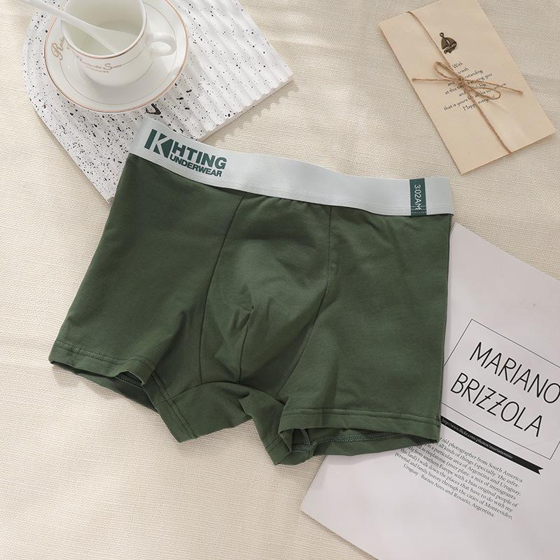 

Men s Cotton Breathable Antibacterial Color Block Mid-Waist Boxer Briefs M темно-зелений колір