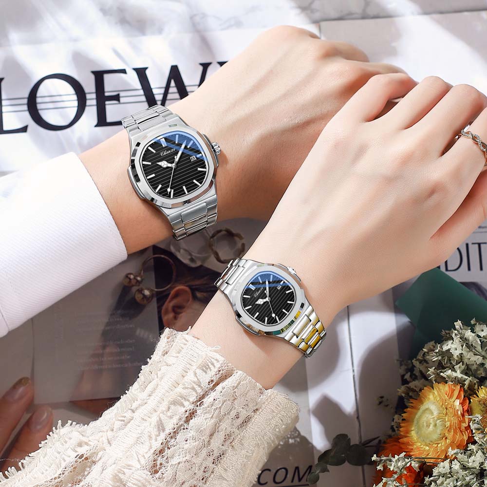 CHENXI Paar Uhr Luxus Business Herren Quarz Datum Armbanduhren Wasserdicht Leuchtende Quarz Uhr für Herren & Damen