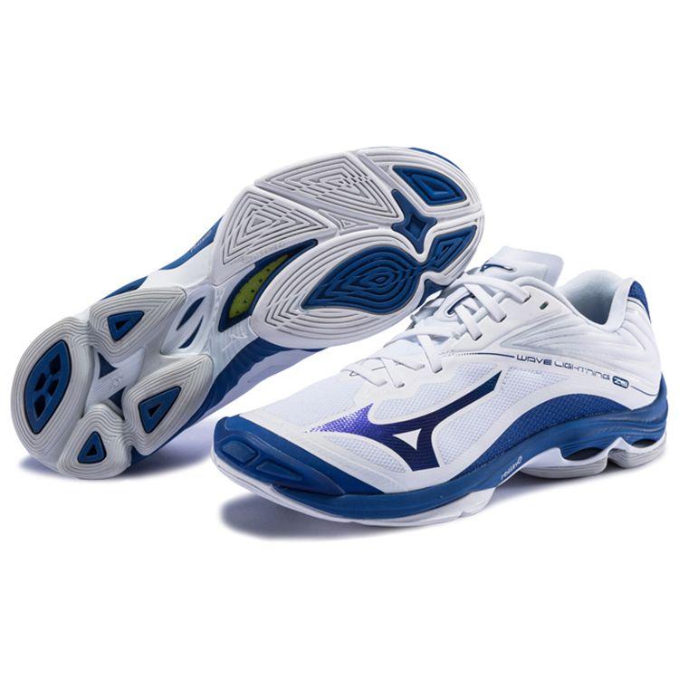 Mizuno Wave Lightning Z6 Shock Absorbing Non-Slip Breathable Lightweight Durable Low-Top Training Shoes Men sneakers White Blue V1GA200021