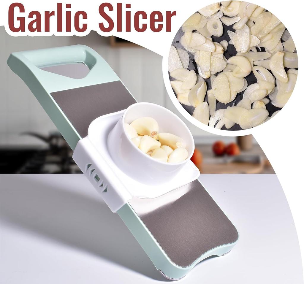 Slicer for Kitchen with Slide-On Hand Guard - Vegetable Chopper, Potato/Onion/Garlic Slicer, Kit