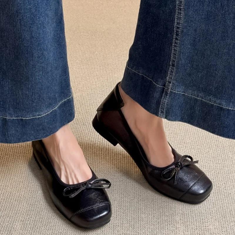 Spring Autumn Bow Women Flats Shoes Mary Janes Designer Trend New Loafers Outside Temperament Women Shoes Zapatillas
