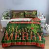 Plaid Merry Christmas Design Bedding Duvet Cover Set Duvet Cover Pillowcases  (1*Duvet Cover 2*Pillowcases, without duvet insert)