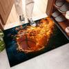 Basketball Flame Rug, Crystal Velvet, Non Slip, Durable Indoor Outdoor Mat, Vibrant Living Room Bedroom Kitchen Decor