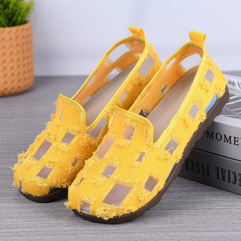 Тканевая обувь Женская Хлопково-льняная подкладка Впитывающая пот Дышащая Обувь на плоской подошве Удобная Легкая Нескользящая 36 жёлтый 1790₽