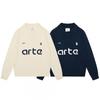 Arte Streetwear Letter Embroidered Knit Sweater Unisex Casual Fall Winter Polo Neck Top