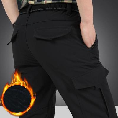 Fleece Pants Autumn Winter Outdoor Thick Warm Soft Elasticity Pockets Long Trousers Casual Sports Hiking Trip Military Pants
