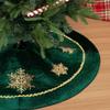 Velvet Green Christmas Tree Skirt with Gold Snowflake Sequins - All Sizes