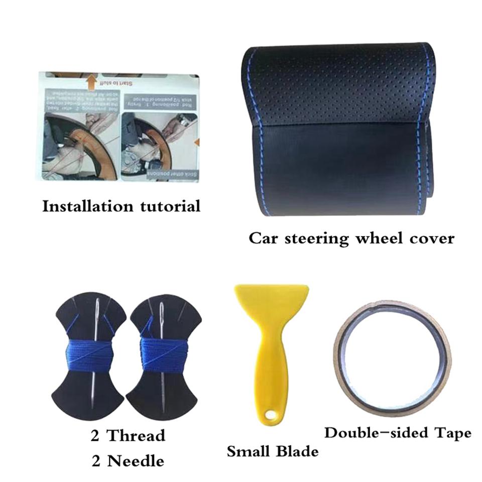 DIY Black Faux Leather Car Steering Wheel Cover For BMW E60 (Sedan) 530d 2003-2009 E61 (Touring) 2004 2005-2009