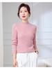 2025 Cashmere Semi-High Neck Black Sweater: Solid Color Knitted Base Layer