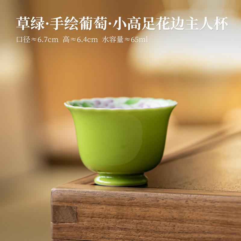 

2pc/lot Hand-painted Grape Teacup Elegant Tea Bowl Cup For Tea Tea-tasting Personal Cup Jianzhan Master Cups Tea Services 65ml