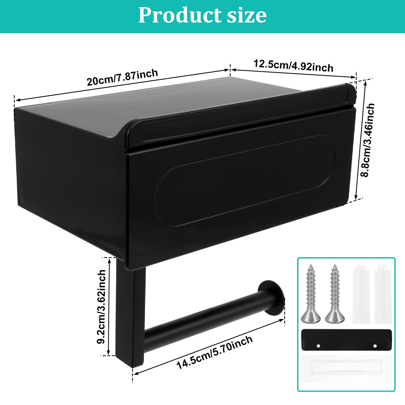 

Держатель для туалетной бумаги, настенная стойка для рулонов туалетной бумаги без отверстий, с ящиком для хранения, полка для салфеток для ванной комнаты, аксессуары для органайзера