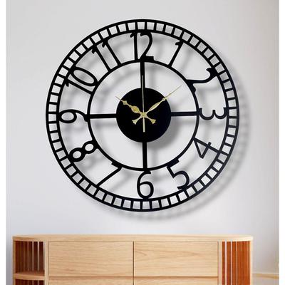 Clock for Living Room, Bedroom, Office, Kitchen, Stylish Analog Wall Clock for Home and Hall, Designer Big Size Modern Wall Watch(50Cm), Black