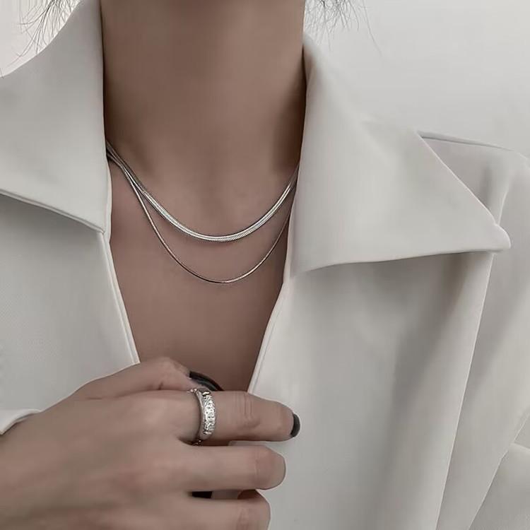 Europe, America, Simple Double-layer Stacked Back Chain Love Necklace Female, Harajuku Hip-hop Peach Heart Necklace