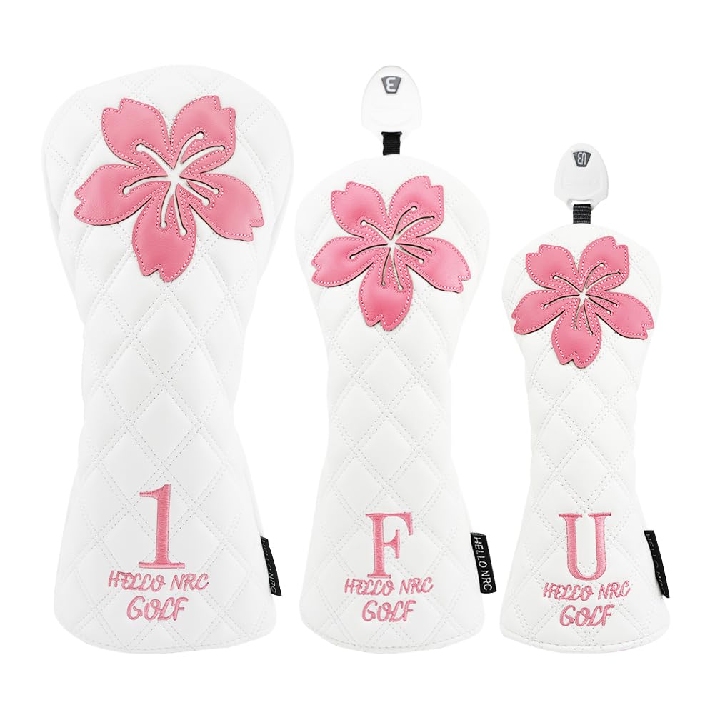 Head Cover Driver 440cc 460cc Golf Cover Wood Cover Utility Golf Head Cover UT Waterproof Sakura (White, DR)
