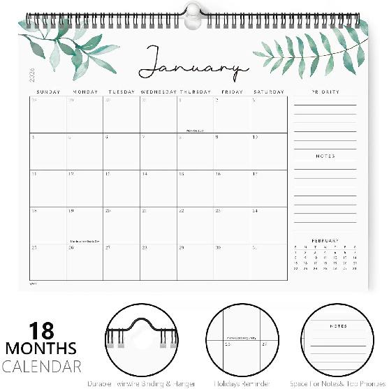 Jotsome Wall Calendar 2026, Monthly Calendar From Now to December 2026 14.2"x11.2", Aesthetic Wall Decoration in Home and Office for Easy Organizing