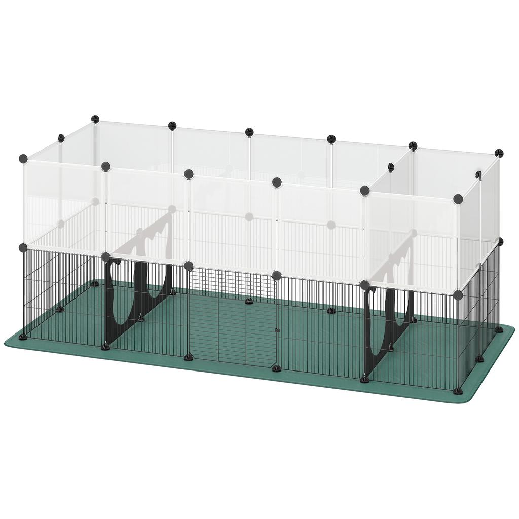 Pet Playpen with Waterproof Mat, DIY Small Animal Enclosure 34 Panels, Indoor/Outdoor Metal Pet Fence for Guinea Pigs