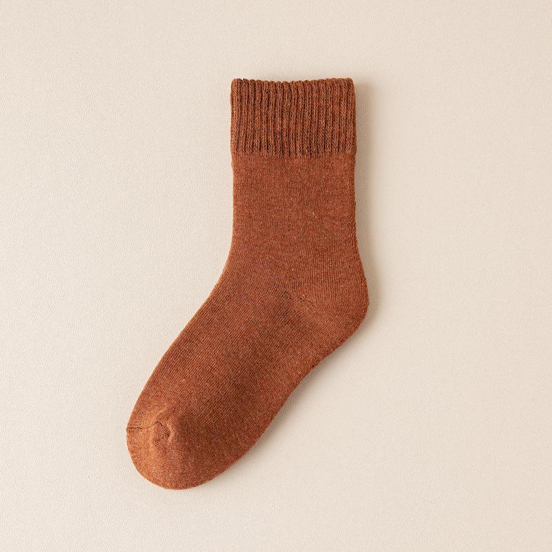 5Pcs/10pcs Autumn and Winter Cotton Socks Women's Mid-tube Solid Color Thickened Fleece Warm Terry Socks