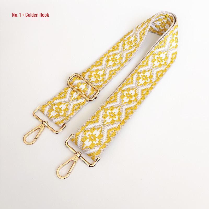 Etniczny Wzór Nylonowy Pasek do Plecaka z Regulowaną Długością i Metalowymi Akcesoriami - Odporny na Zużycie i Poszerzony dla Komfortu