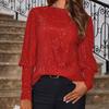 Women's Crew Neck Long Sleeve Top Loose Fit Elegant Sparkly Sequin Casual Blouse Shirt