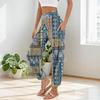 Women's Pocket Drawstring Trousers High Waist Yoga Bohemian Printed Casual Pants