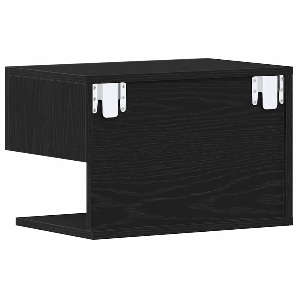 Nightstand Black Oak Look 46 x 30 x 30 cm Engineered Wood