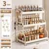 3-Tier Carbon Steel Countertop Spice Rack with Utensil Holder