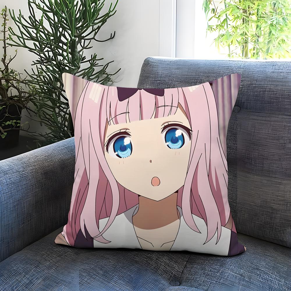 Kaguya-sama Love Is WarS Cushion Cover Comfortable Reversible Pillow Cover Ideal for Car Sofa Bedroom & Beyond