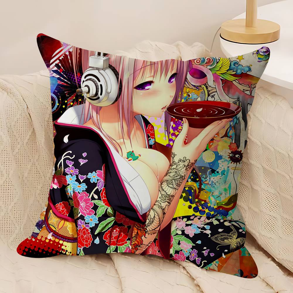 Аниме Супер Сонико Наволочка Чехол для подушки Обивка Диванная накидка Декор для дома Наволочка 12x12Inch