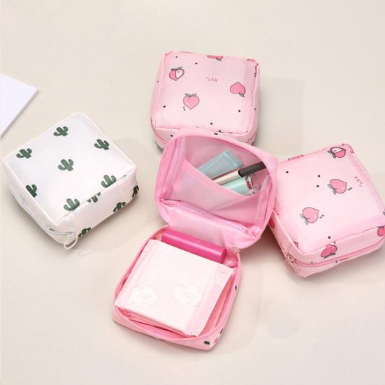 Úložný sáček na hygienické ubrousky Kreslený potisk Přenosný zip Velkokapacitní Kosmetické klíče na sluchátka Pouzdro na šperky Úložný obal na make-up