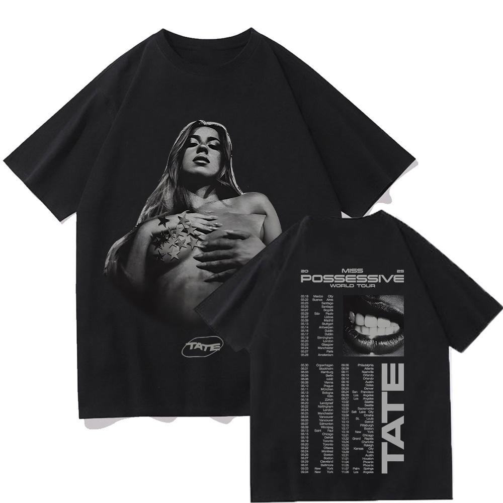Tate McRae Possessions Tour Tshirt Retro Pattern Tshirt Album Miss Possession Summer Mens Cotton Tshirt  2026 Unisex M