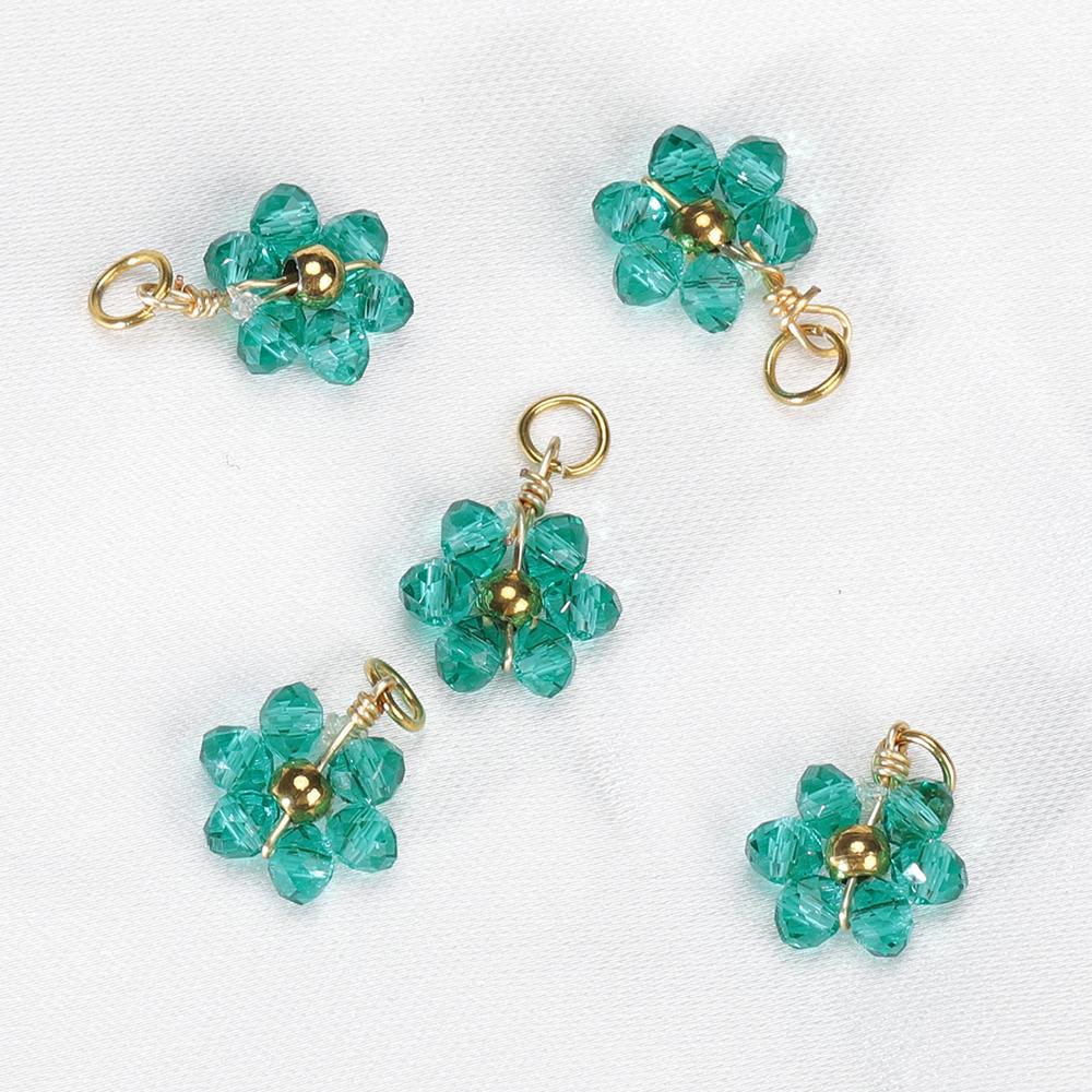 20pcs Stainless Steel Multicolor Flower Crystal Beads ABS Pearl For Jewelry Making DIY Handmade Necklace Bracelet Accessories
