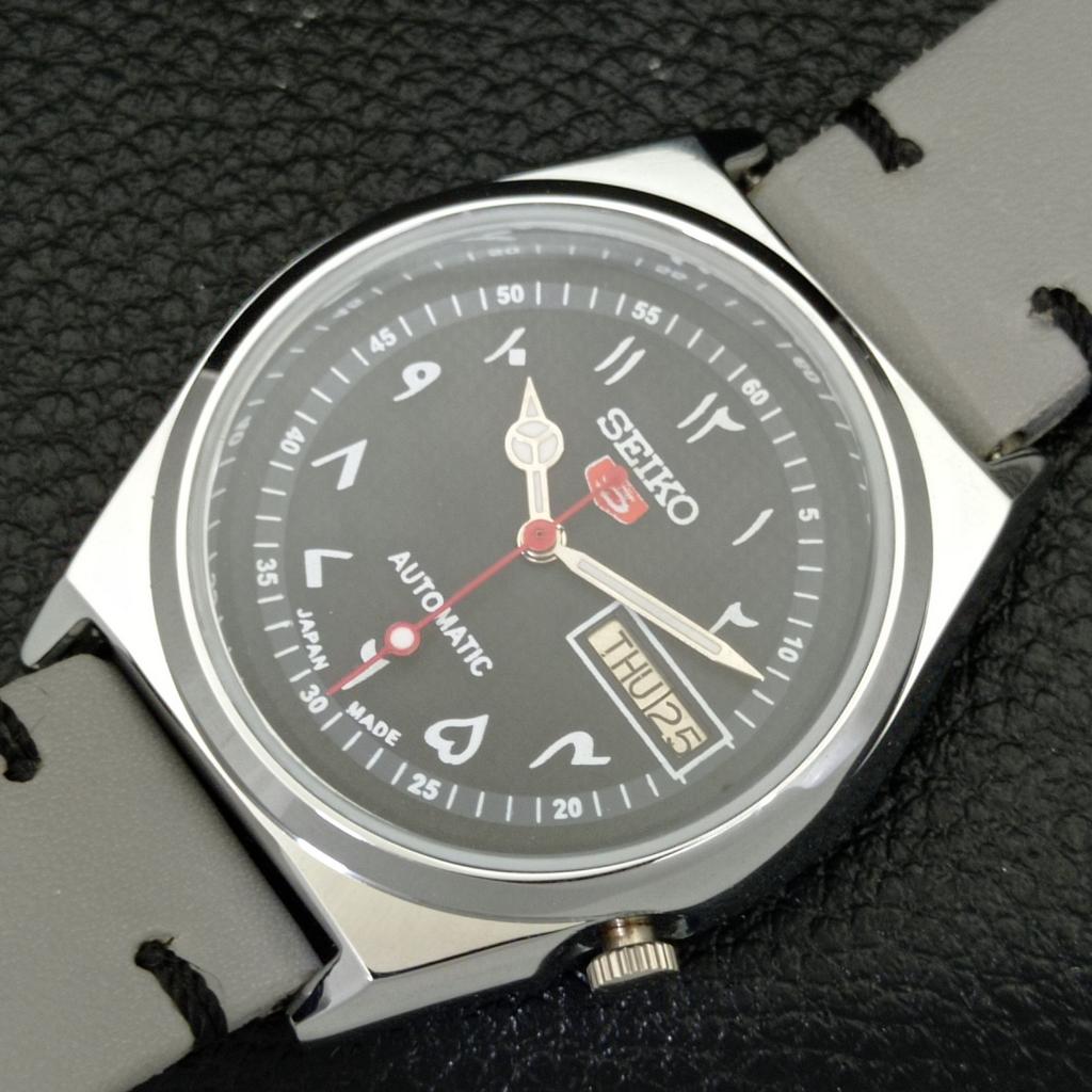 REFURBISHED VINTAGE SEIKO 5 AUTOMATIC JAPAN MENS BLACK DIAL WATCH A433585-2 R117-a433585