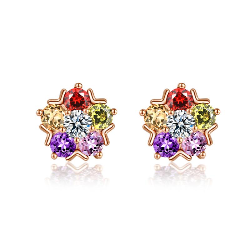 2026 Earrings Women s Environmentally Friendly Real Gold Inlaid Zircon Earrings, Korean Version of Stud Earrings