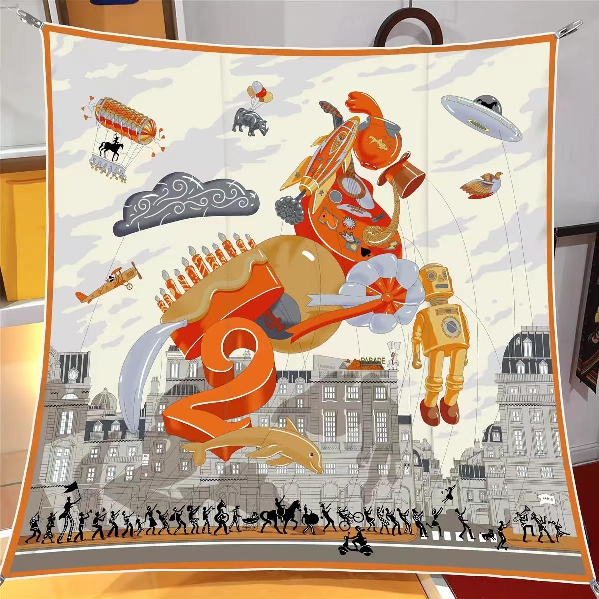 

Silk Scarf Women Fly World Print Square Scarves Head Echarpes Silk Foulards Femme Wraps Beach Shawl Bandana Lady Hijabs 90CM 90CM x 90CM