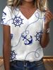 New summer new print casual v-neck T-shirt trendy creative elements suitable for casual T-shirts