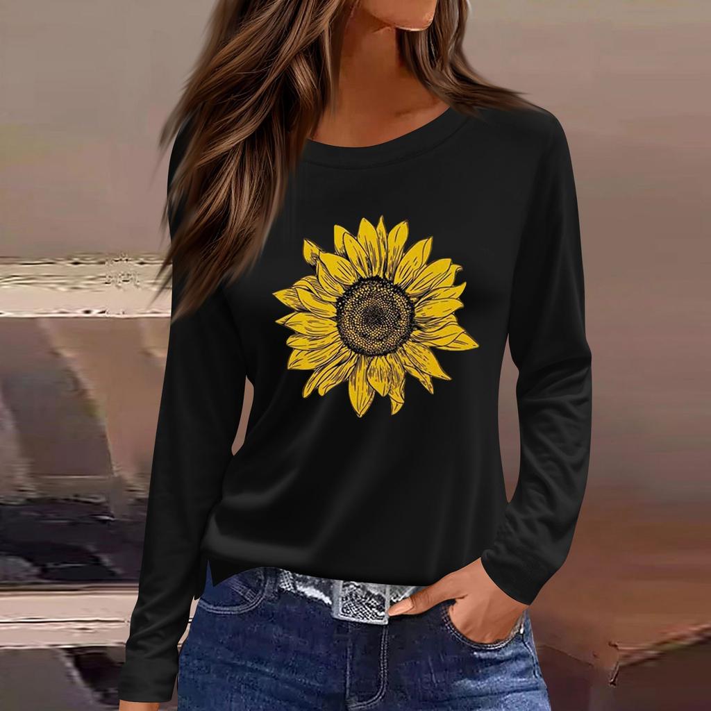 Dámská móda Ležérní Dlouhý rukáv Potisk Kulatý výstřih Pulovr Top Halenka