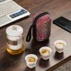 Suet Jade Porcelain Kung Fu Travel Tea Set Ceramic Express One Pot Three Cups Outdoor Portable Bag Business Small Gift