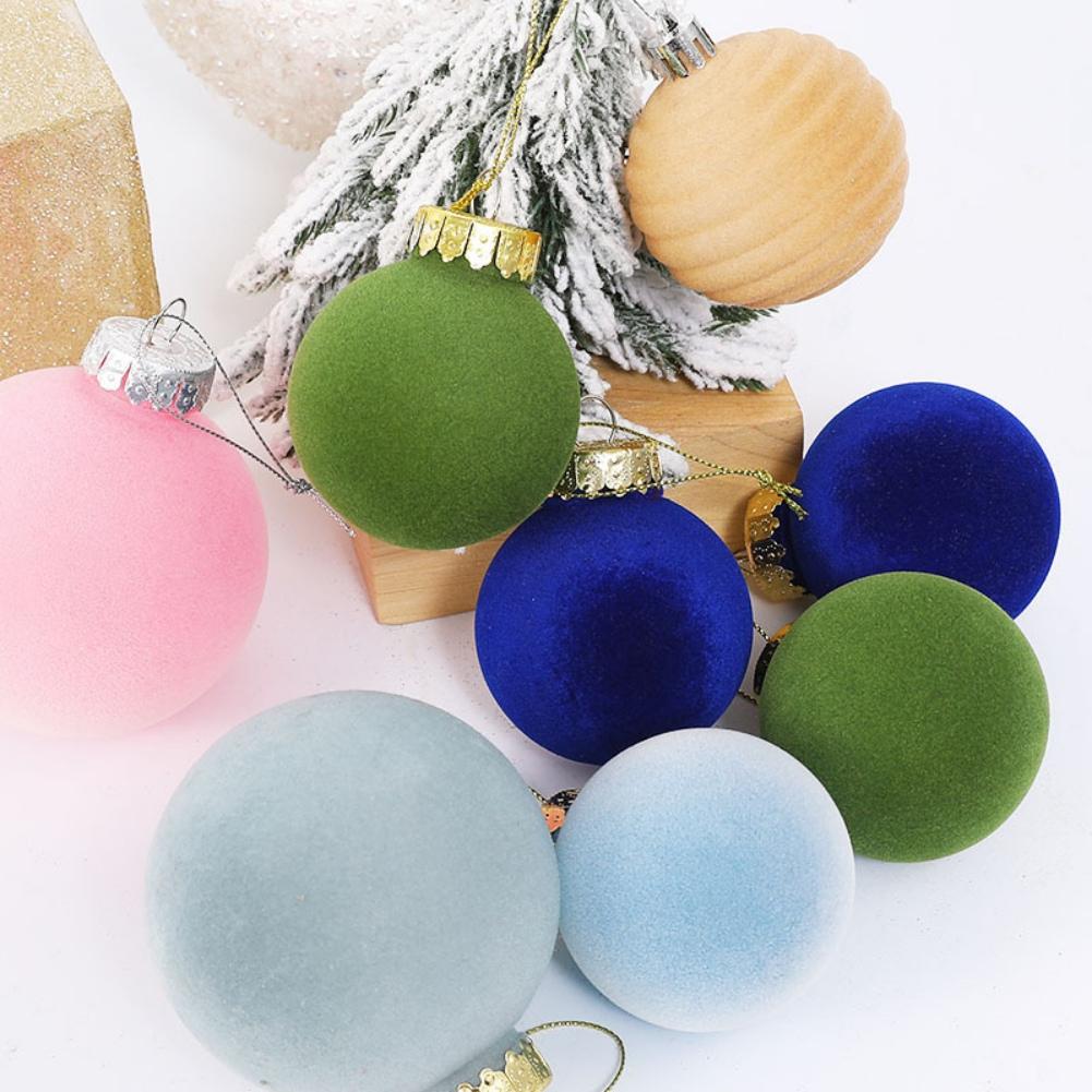 12pcs Velvet Christmas Balls Bulk Flocked Christmas Tree Ball Ornaments Plastic Balls Xmas Tree Decorative Hanging Ornaments