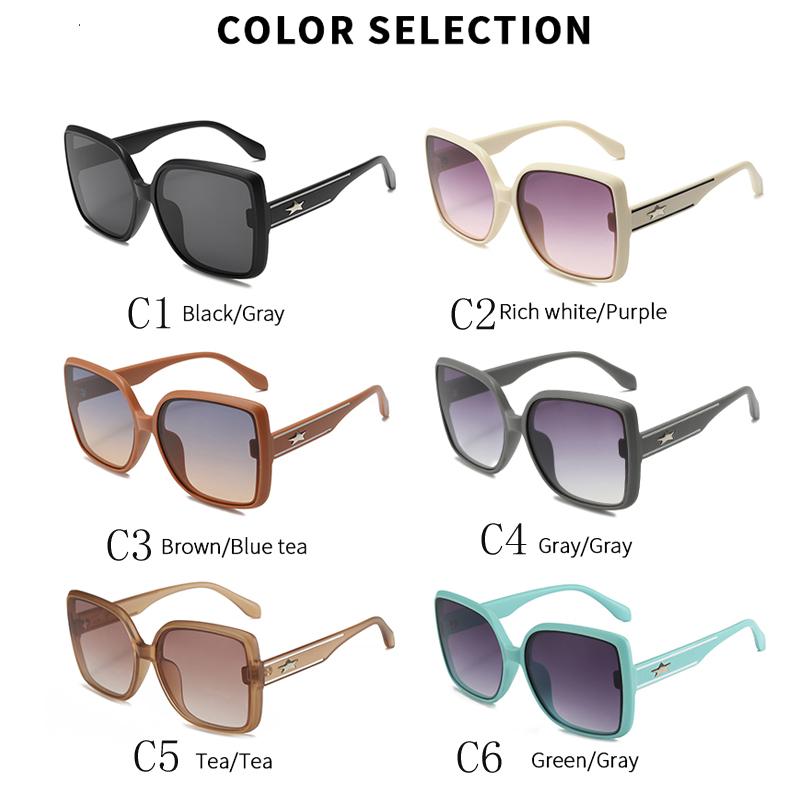 2PACK Large Square Frame Sunglasses Europe and The United States Fashion Trend Personality Net Red Lady Travel Sun Glasses