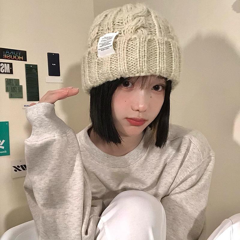 Fashionable Knitted Hat for Women Korean Style Fashionable Twist Wool Hat Warm and Ear Protecting Multi Color Optional Casual Cold Hat