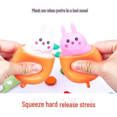 Carrot & Cheese Squeeze Toy for Stress Relief - Rabbit & Mouse Decompression Gadget