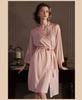 Women's Lace Trim Ice Silk Pajama Set with Robe - Spring/Summer/Autumn