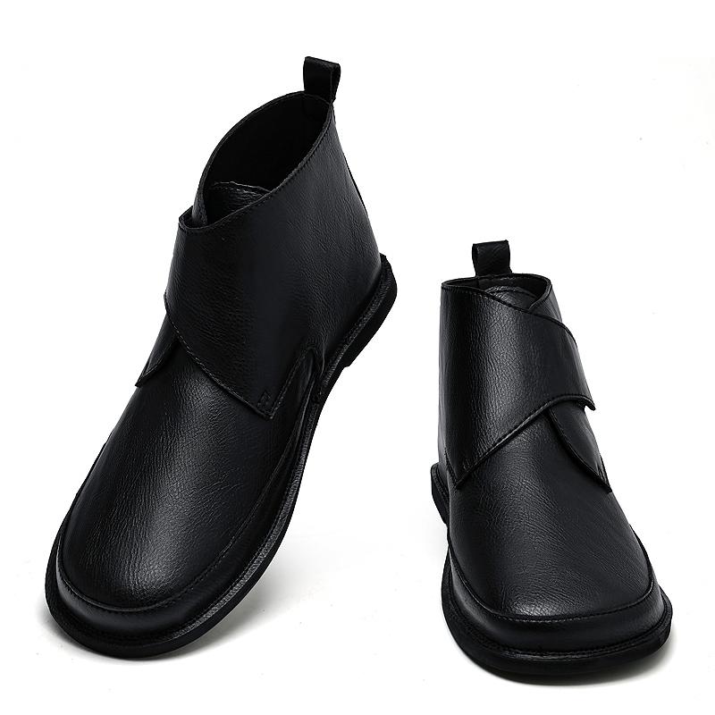 Fashion Classic Men Slip On High Top Casual Leather Shoes 2024 New Round Toe Genuine Leather Chelsea Boots All-match Leather Ankle Boots