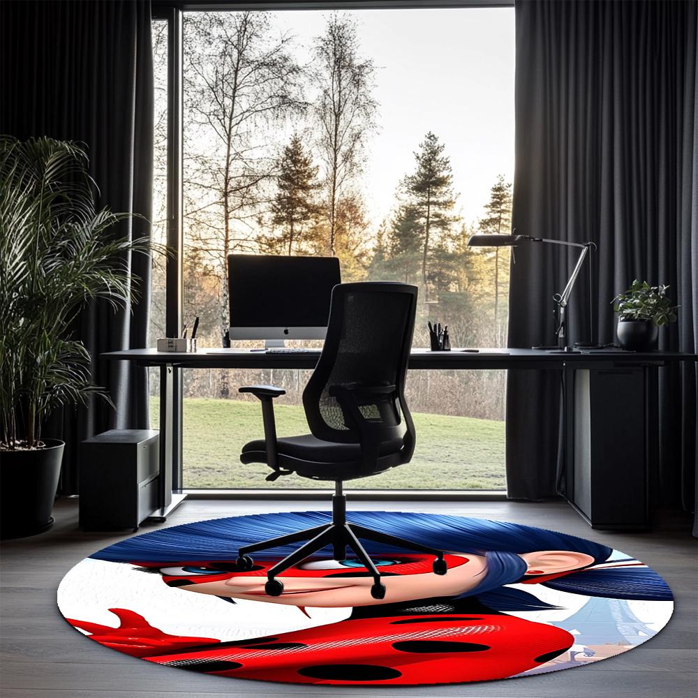 Ladybug Printed Round Rug Carpet Chair Rug Area Rug Entryway Doormats,for Office Chair Living Room Bedroom Kitchen Room.